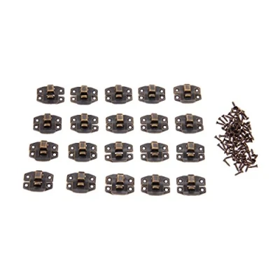 Image of Dophee 20Pcs Latch Hasps 0.94&quot;x0.75&quot; Antique Bronze Retro Style Iron Case Box Chest Trunk