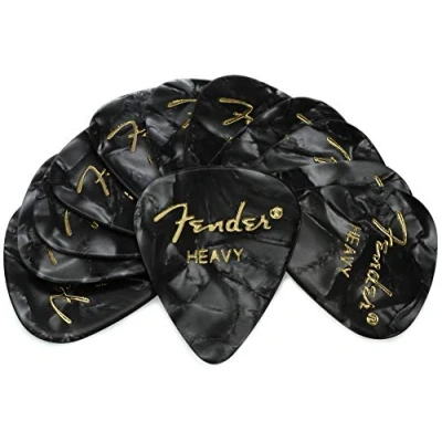 Image of Fender Premium Celluloid 351 Shape Picks, Heavy, Black Moto, 12 Pack