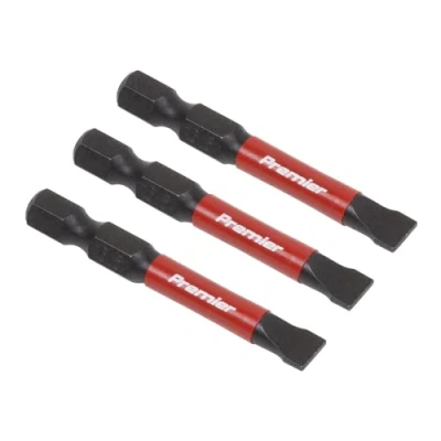 Image of Sealey Premier Slotted 6.5mm Impact Power Tool Bits 50mm 3pc