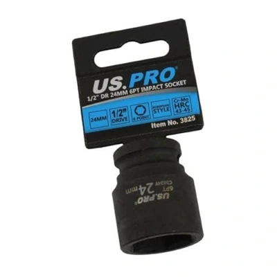 Image of US PRO Tools 24mm Impact Socket 1/2&quot; Drive 6 Point Single Hex 3825