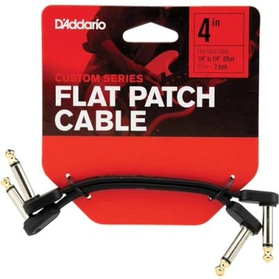Image of D’Addario Accessories Classic Series Flat Guitar Patch Cables Pedal Cable with ¼ Inch Ends Durable &amp; Reliable Instrument for Pedalboards 4in Offset 2 Pack