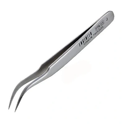 Image of Titanium Tweezers, Curved Nose with fine Pointed Tips (125mm). Made in Japan. ENGINEER ptn 03