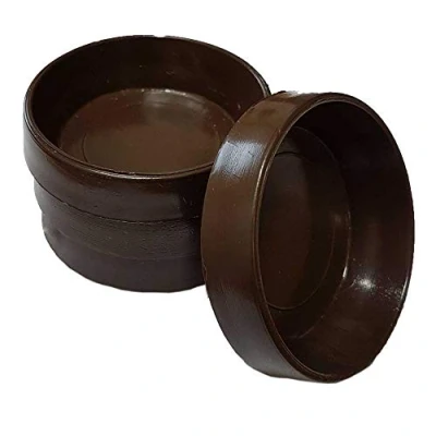 Image of Brown Castor Cups 52mm Protect Wooden, Laminate, Tiled Floors and Carpets from Wheel Damage Scratches caused by Chair, Bed, Sofa Table Legs (4, Large)