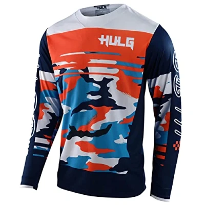 Image of Men&#039;s Cycling Jersey MTB Tops,Motocross Shirt Long Sleeve MX Mountain Bike Lightweight Materials, Breathable Material (Orange,M)