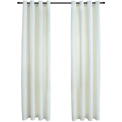 Image of vidaXL Blackout Curtains with Rings 2 pcs Velvet Cream 140x175 cm