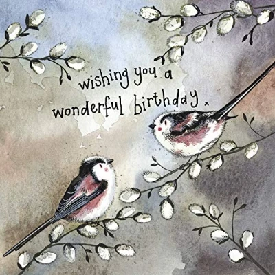 Image of ALEX CLARK Happy Birthday Long Tailed Tits Card Birds Nature Wildlife Greeting Cards To Celebrate Designed and Printed in the UK…