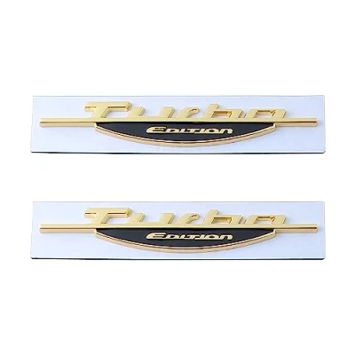Image of 2Pcs Turbo Edition Emblem Car Badge Sticker Fit For Universal Cars (Gold)