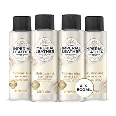 Image of Imperial Leather Moisturising Bath Soak, Cotton Flower &amp; Vanilla Orchid, Rich Creamy Bubble Bath, Gentle Body Skin Care, Bulk Buy, Pack of 4 x 500ml