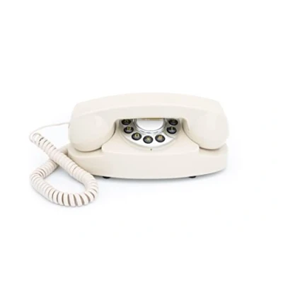 Image of GPO Audrey 1950 Style Traditional Push Button Landline Telephone, Analogue Telephone with Rubber Feet, Tone Dialing, Ringer On/Off for Home, Hotels Ivory