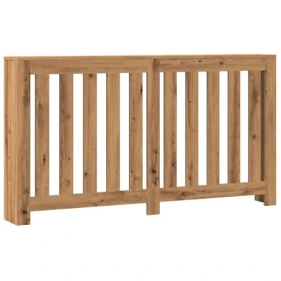 Image of vidaXL Radiator Cover Heating Shelf Artisian Oak Engineered Wood 149x20x82 cm Modern Slatted Cabinet for Living Room