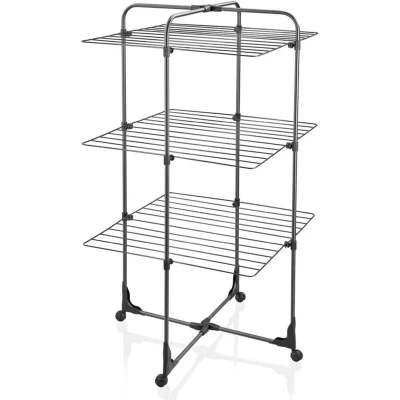 Image of Leifheit Classic Tower 270 Standing Clothes Airer, Folding Rack for Outdoor &amp; Indoor, 27 m Horse with multiple Hooks Hangers, Black