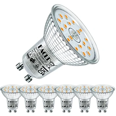 Image of EACLL GU10 LED Bulbs 6W Warm White Light 2700K Replace 80W PA16 Halogen, AC 230V No Flickering Spotlight, 770 Lumen Beam Angle 120 Lights, Non Dimmable Spot Reflector Light, Pack of 6