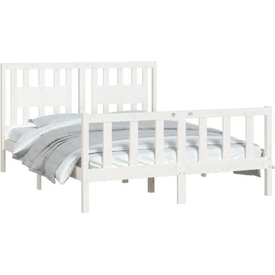 Image of vidaXL Bed Frame without Mattress White Solid Wood Pine 120x200 cm