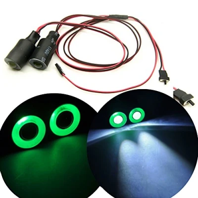 Image of 17mm 2 Leds Angel Eyes LED Light Headlights/Taillight for 1:10 RC Crawler Car (Green+White)