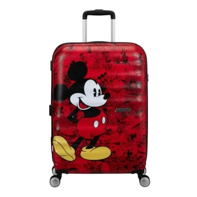 Image of American Tourister Wavebreaker Disney FL Spinner M, Case, 67 cm, 64 L, Multicolor (Mickey Comics Red)