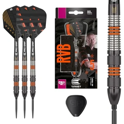 Image of TARGET Darts Raymond Van Barneveld RVB 80 Black G2 21G 80% Tungsten Swiss Point Steel Tip Set
