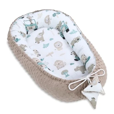 Image of Warm nest baby 90x50 cm cuddle newborn winter/autumn cocoon babynest Africa Khaki
