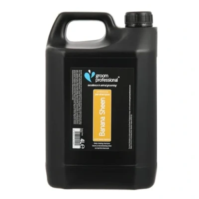 Image of GROOM PROFESSIONAL Banana Sheen Dog Shampoo for Dry Itchy Skin Deep Cleansing Dogs Adds Shine and Softness Great Dull &amp; Coats Fun Scent, 4 Litre