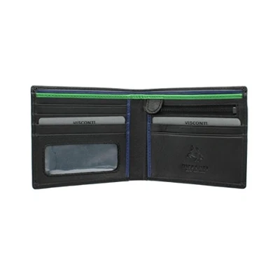 Image of Visconti Bond Collection LE CHIFFRE Gents Leather Wallet RFID Blocking BD707 Black/Cobalt/Green