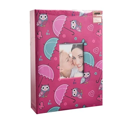 Image of Arpan Fashion Design 200 Holds Photo Album for 5&quot;X7&quot; (13X18cm) with Window (Pink Owl Umbrella)