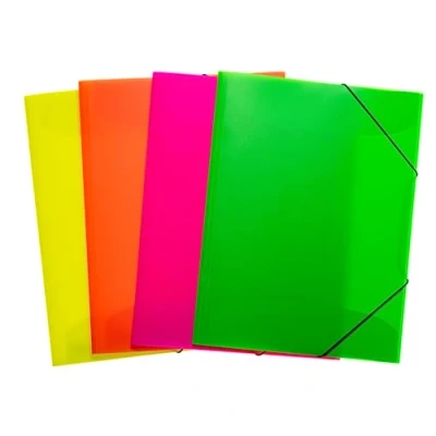 Image of HERMA 19702 Portfolio Folders A3 Translucent Neon Assortment, Pack of 12, Children&#039;s Plastic Corner Folder with Inner Flaps and Elastic Band, Sturdy Set for Boys Girls