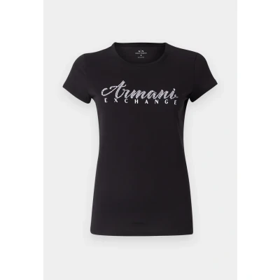 Image of Armani Exchange Short Sleeve Classic Script Logo Scoop Neck T Shirt Shirt,