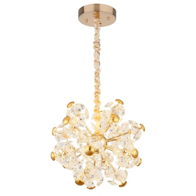 Image of Floriella Pendant Ceiling Light Gold Colors Crystals Clear Glass Shade LED 3000K