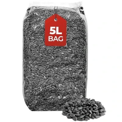 Image of Beewarm Premium Wild Bird Food 5L Bag Black Sunflower Seeds for Garden Birds High Energy, No Mess Feed (5L, Seeds)