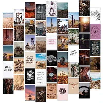 Image of Fardes Boho Wall Collage Kit Aesthetic Pictures, Bedroom Decor, Picture for Aesthetic, Pictures Decor (Western)