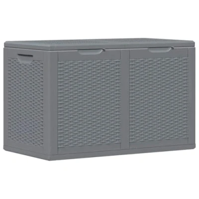 Image of vidaXL Rattan Look Garden Storage Box, Grey, 180L Capacity Weather Resistant &amp; Mobile Outdoor Chest