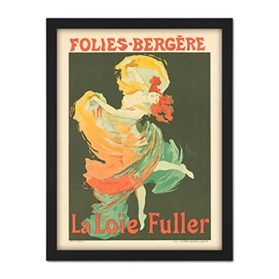Image of Cheret Folies bergere Loie Fuller Dancer Advert Artwork Framed Wall Art Print 18X24 Inch
