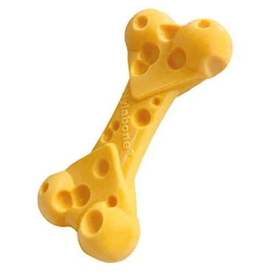 Image of Nylabone Extreme Tough Dog Chew Toy Cheese Bone, Durable, Cleans Teeth, Flavour, Medium, for Dogs Up to 16 kg