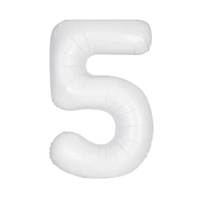 Image of Giant Foil Number 5 Balloon 86 cm Matte White