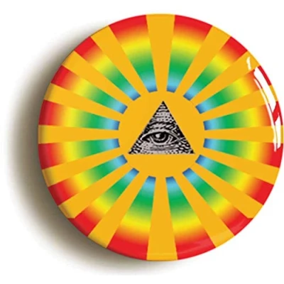 Image of Ozorath PSYCHEDELIC SUN BADGE BUTTON PIN (Size is 1inch/25mm diameter) SIXTIES HIPPIE