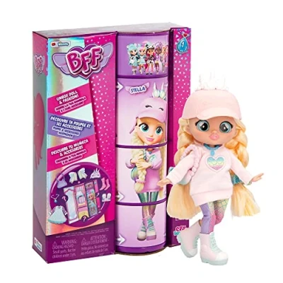 Image of BFF By Cry Babies Stella Collectible Fashion Doll with Long Hair, fabric Clothes and 9 Accessories Gift Toy for Girls Boys +3 Years