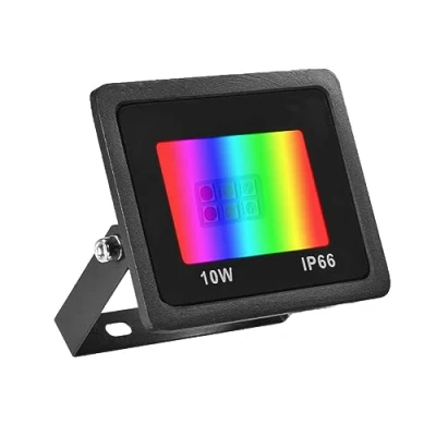 Image of Bikuer 10W LED Floodlight Outdoor, Colour Changing Flood Lights with Remote Control, 16 RGB Colours, Timing, 4 Modes, IP66 Waterproof