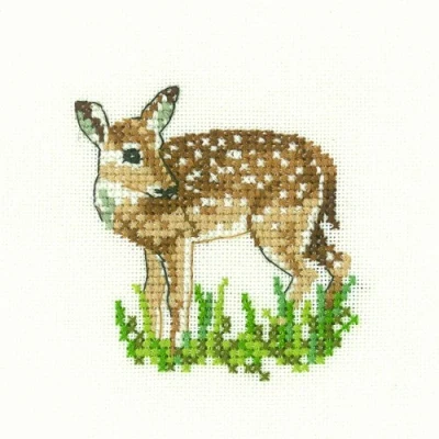 Image of Heritage LFFN1141 A Counted Cross Stitch Kit Aida Fawn (A) 7x7cm