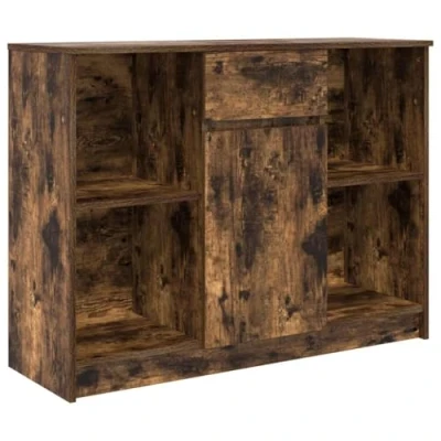 Image of vidaXL sideboard/buffet cabinet with drawer and shelves smoked oak engineered wood 101x35x76 cm