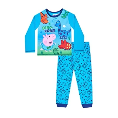 Image of Boys George Pig Dino Roar Long W21 Pyjama Set Blue (4 5 Years)