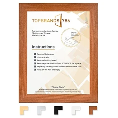 Image of A2 Picture frame Size 42 x 59.4 cm Poster Photo with Clear Perspex Wall Mounting to Hang Portrait or Landscape (Walnut)