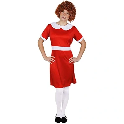 Image of Ladies Orphan Girl Costume Large Red Dress With White Collar Perfect for World Book Day and Other Fancy Events