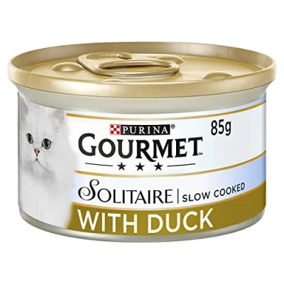 Image of Gourmet Solitaire Tinned Cat Food with Duck 85g, Pack of 12