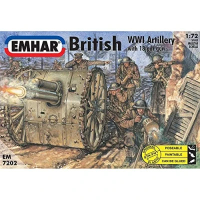 Image of Emhar Models EM7202 British WWI Artillery Model Building Kit with 18PDR Gun