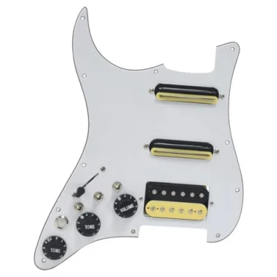 Image of Simpls White 3 Layer Humbucker Pickguard Pickup for Left Handed Electric Guitar with Singlecut Wiring Pre Wired Switch