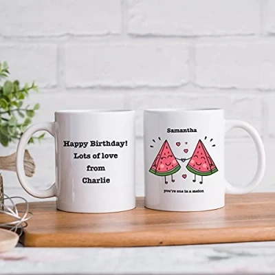 Image of Personalised Novelty Fruit Mug (ONE in A Melon) Funny Birthday, Christmas, Special Occasion Present Gift… (Melon)