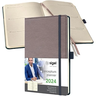 Image of SIGEL C2451 Conceptum Weekly planner 2024, design Casual, 13,5 x 20,3 cm, hardcover, 192 pages, taupe