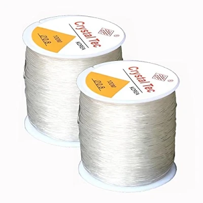 Image of Crystal Elastic Beading Thread, 2PCS 0.8mm Bracelet String Cord, Thread for Jewellery Making, Cord Clear Stretch Bead Hanging Christmas Ornaments Making(100m)