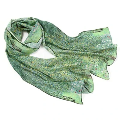 Image of Prettystern Women Green Floral Silk Scarf Gustav Klimt painting Art Nouveau gilfs for Mom der Park P889