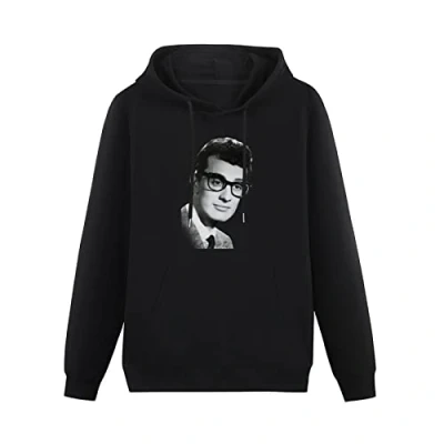 Image of Buddy Holly Bob The Cricket Hoodies Long Sleeve Pullover Loose Hoody Sweatershirt Black XXL