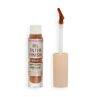 Image of Makeup Revolution IRL Filter Finish Concealer, Medium to Full Coverage, Matte Finish, C13.7, Dark Skin Tones, 6g